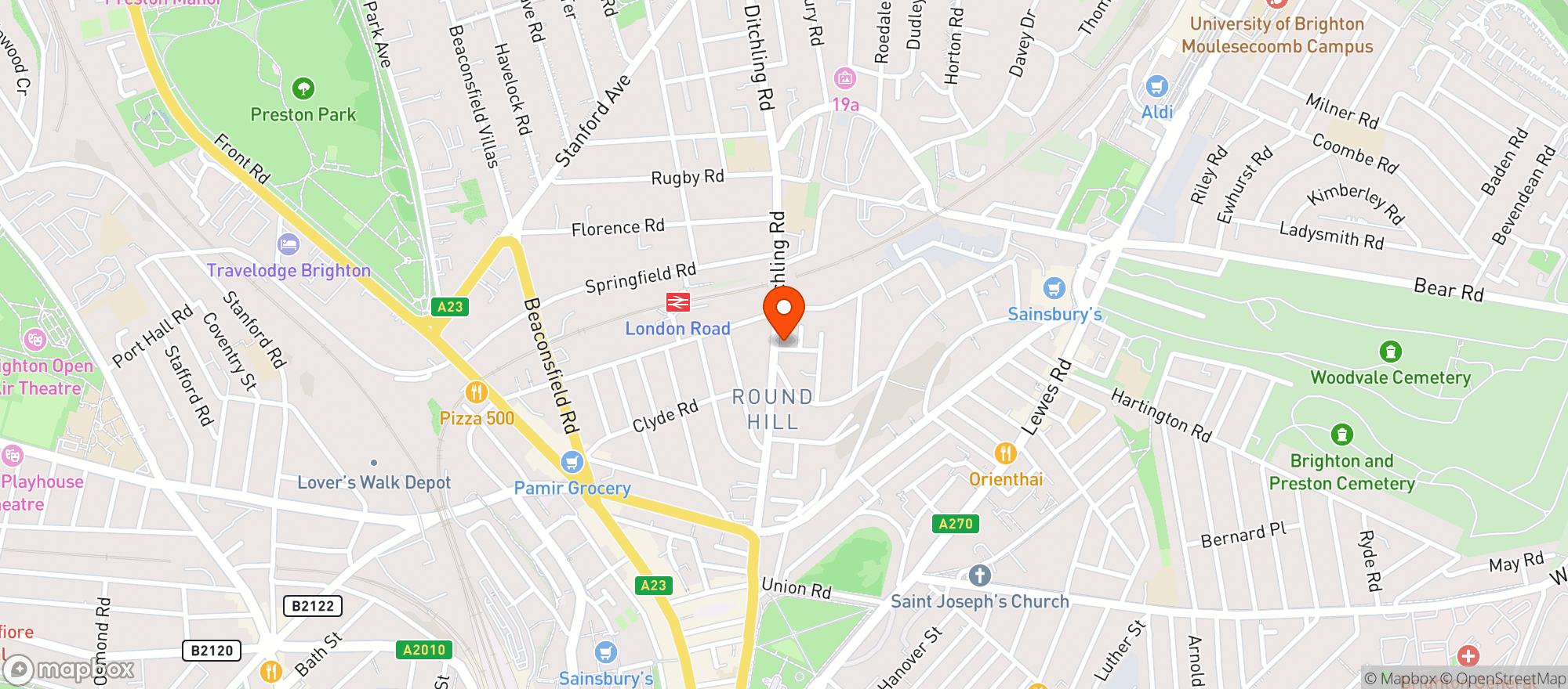 Map showing The Roundhill
