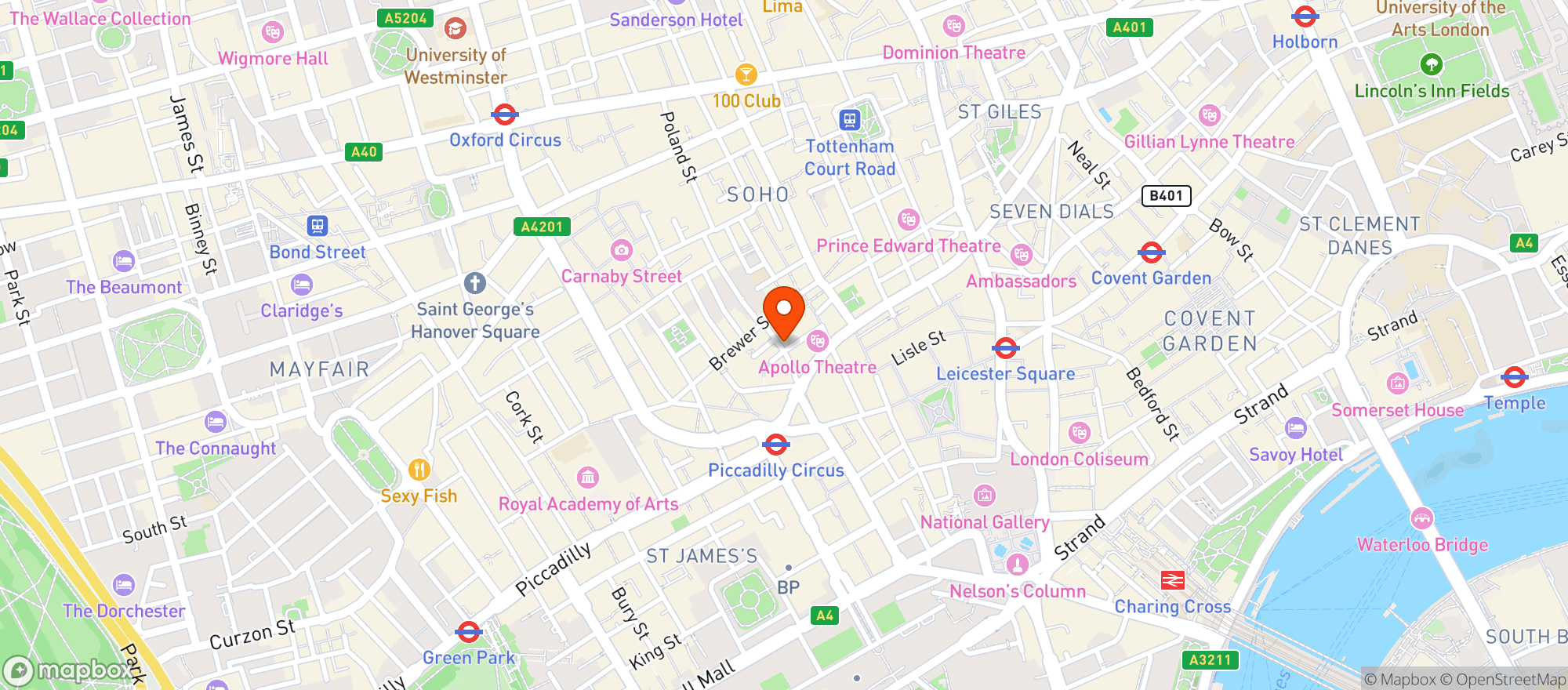 Map showing Be At One Piccadilly