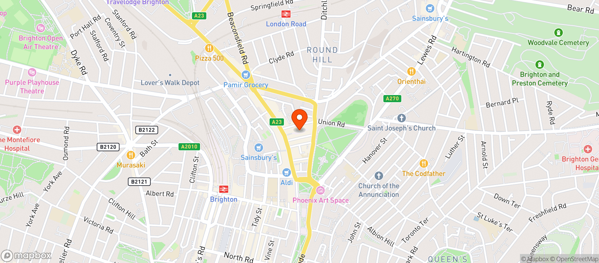Map showing The Drop
