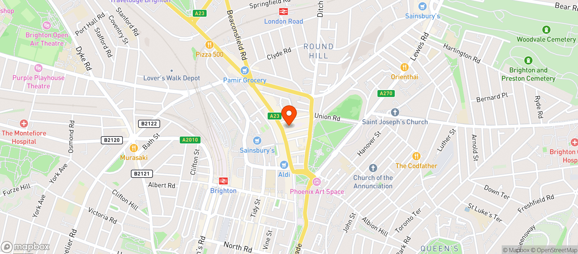 Map showing Good Times Deli