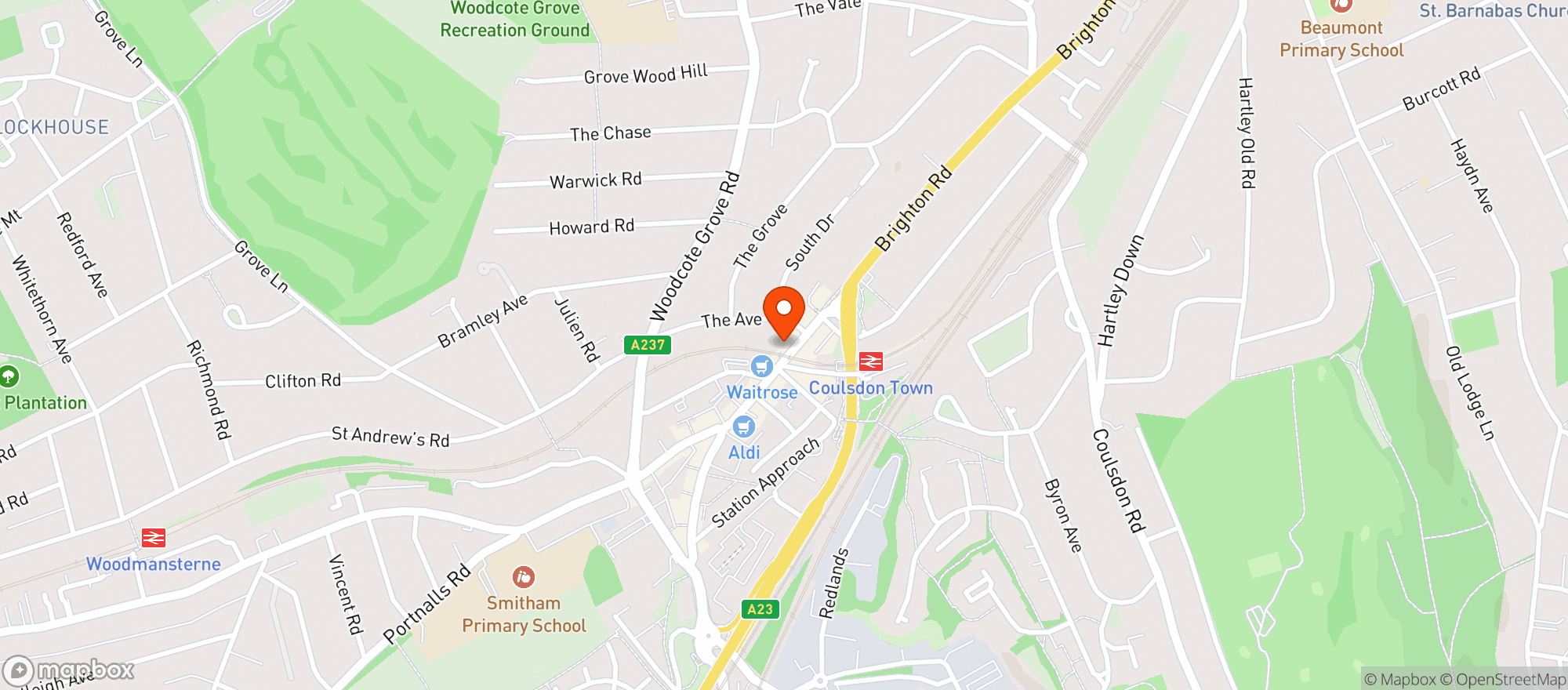 Map showing Waitrose Coulsdon