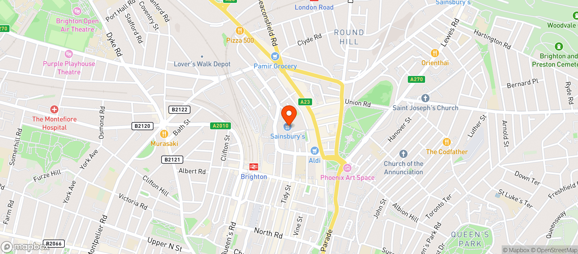 Map showing Sainsburys Brighton