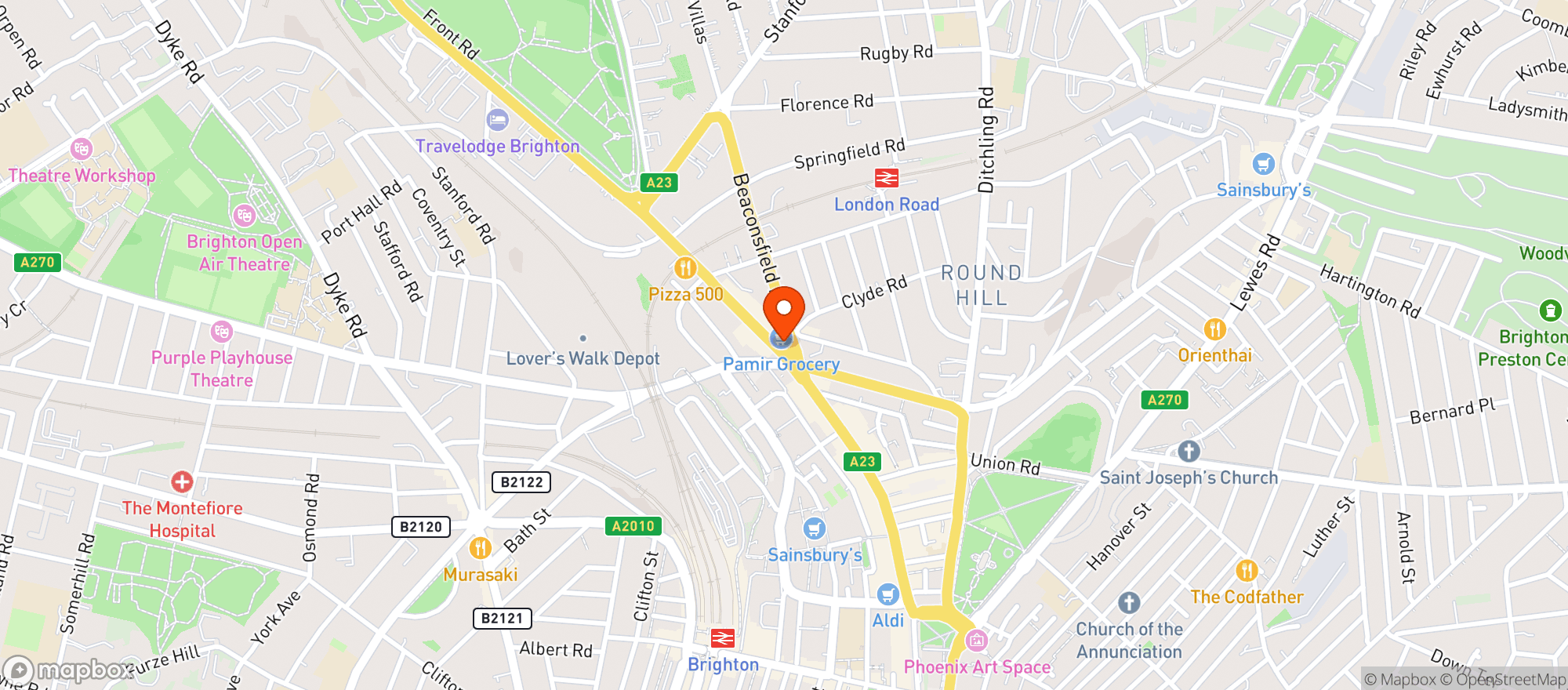 Map showing The Joker Brighton