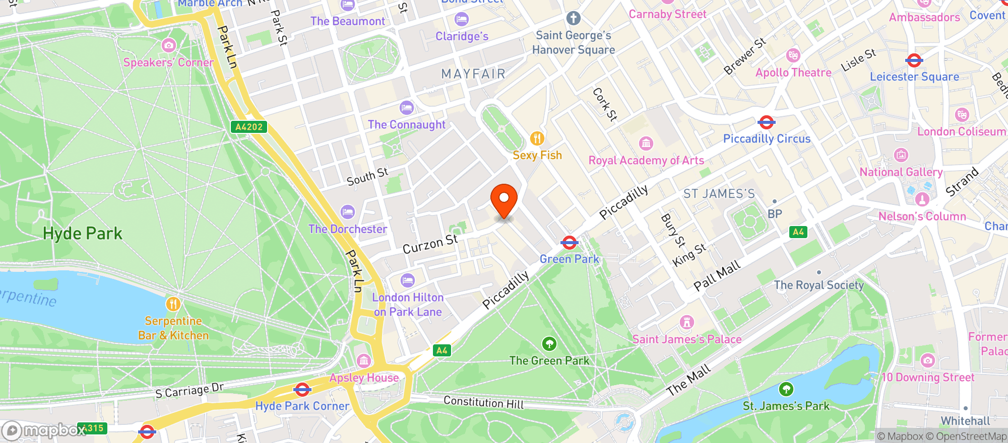 Map showing Burger & Lobster Mayfair