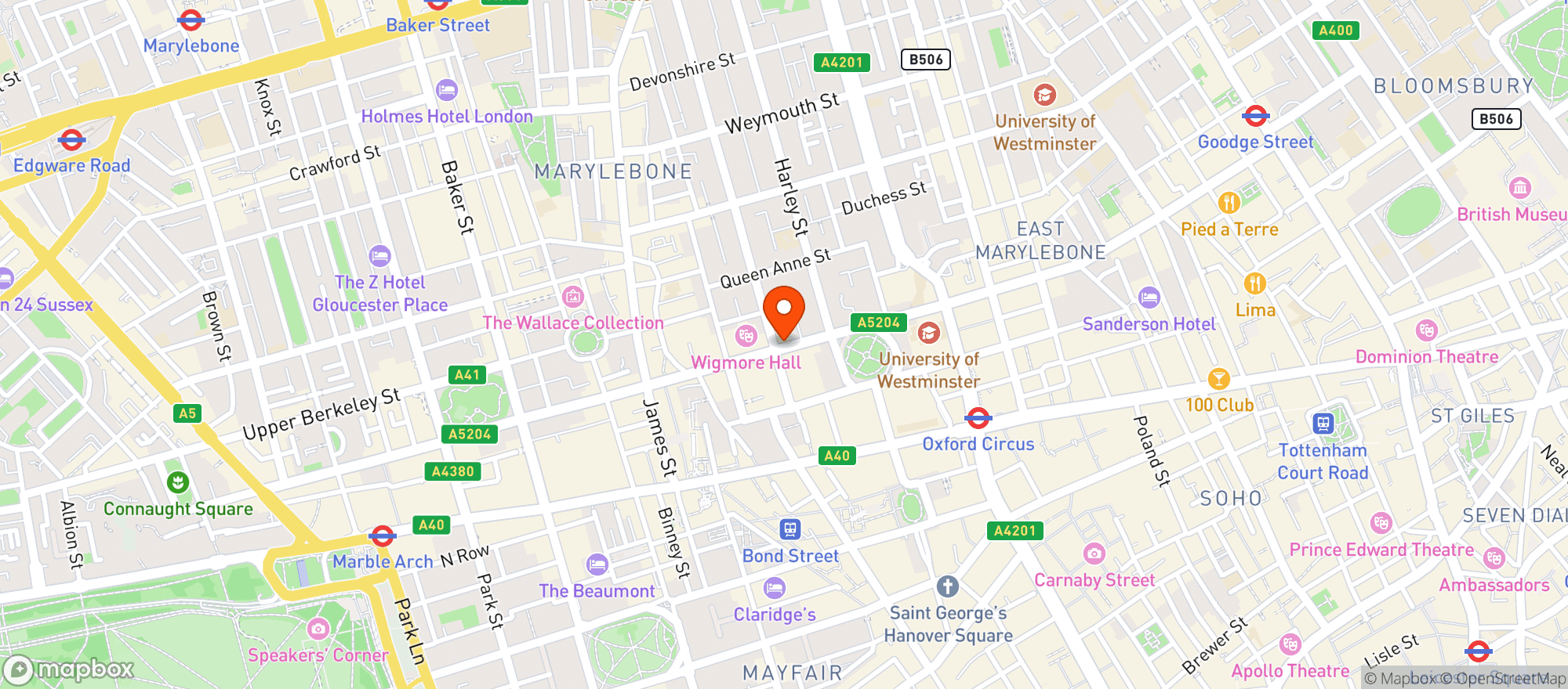 Map showing Santo Remedio - Marylebone