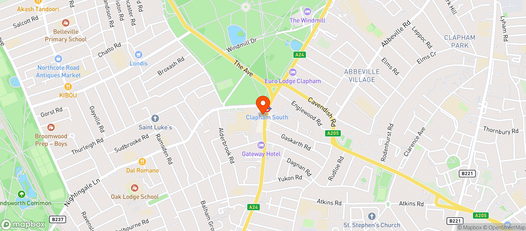 Map showing SHED Clapham