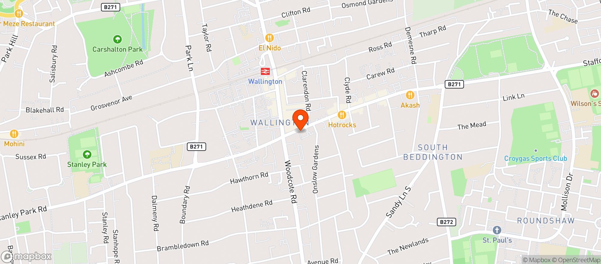 Map showing Sainsburys Wallington