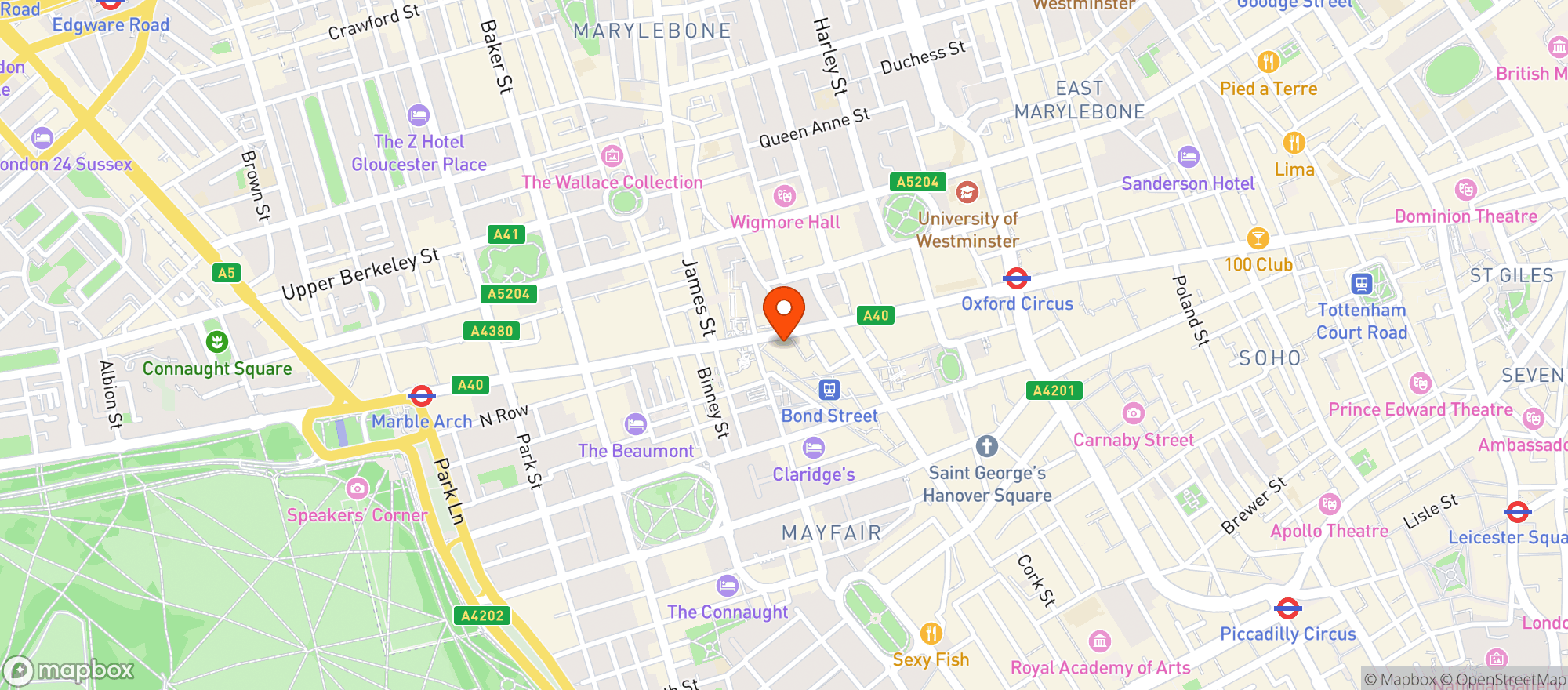 Map showing M&s