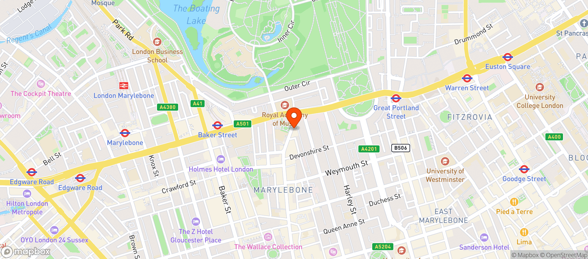 Map showing Orrery