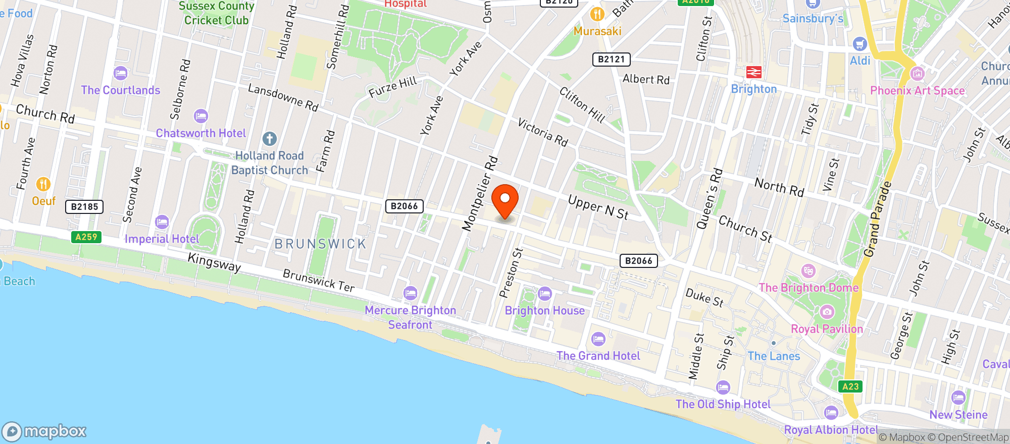 Map showing Waitrose Brighton