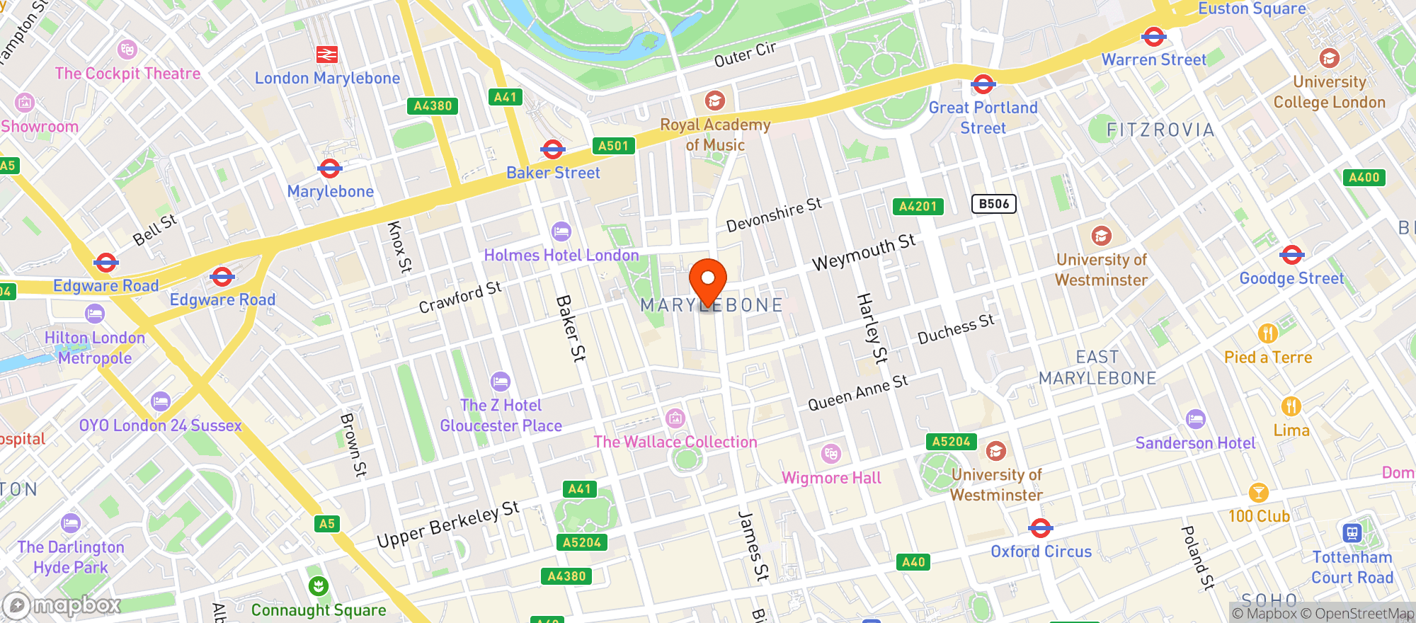 Map showing Waitrose Marylebone