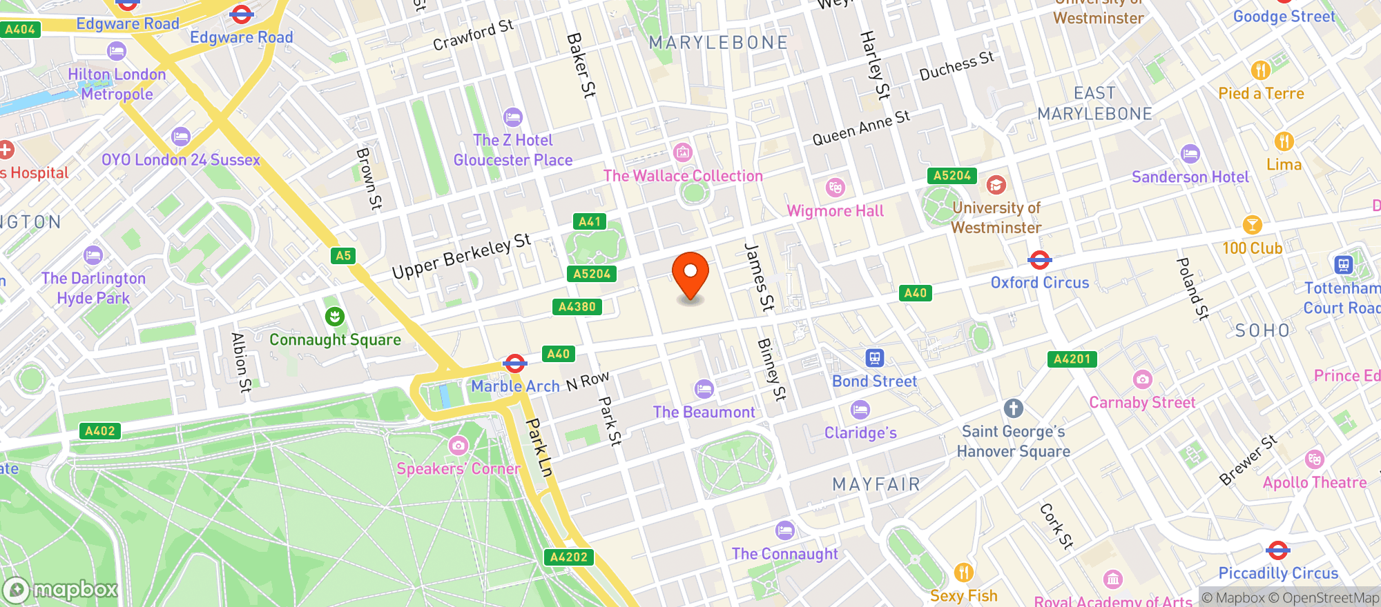 Map showing Selfridges