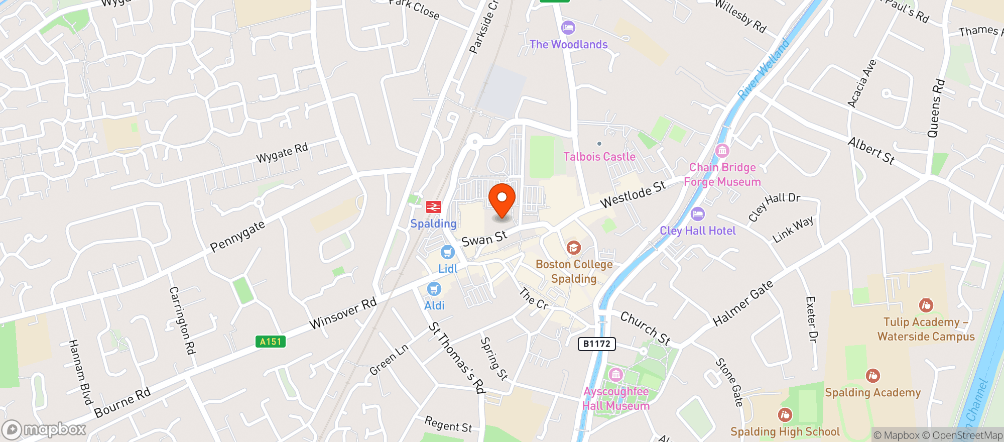 Map showing Sainsburys Spalding