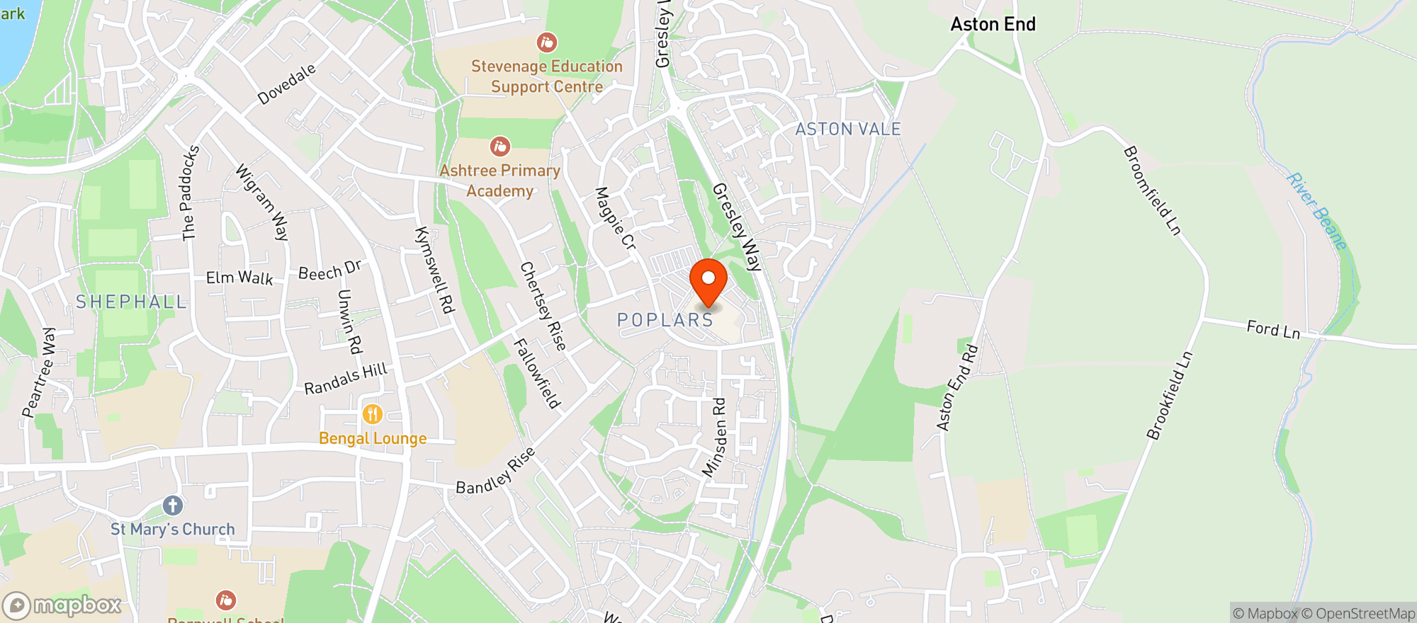 Map showing Sainsburys Stevenage