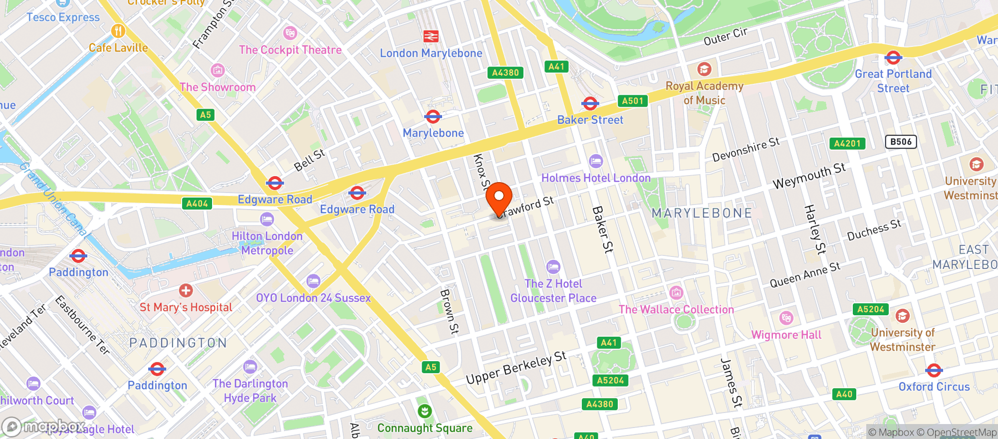 Map showing Majestic Marylebone