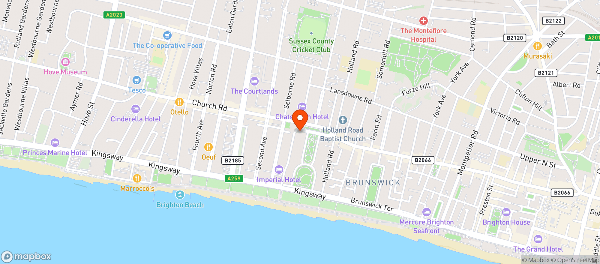 Map showing The Well Hove bn3