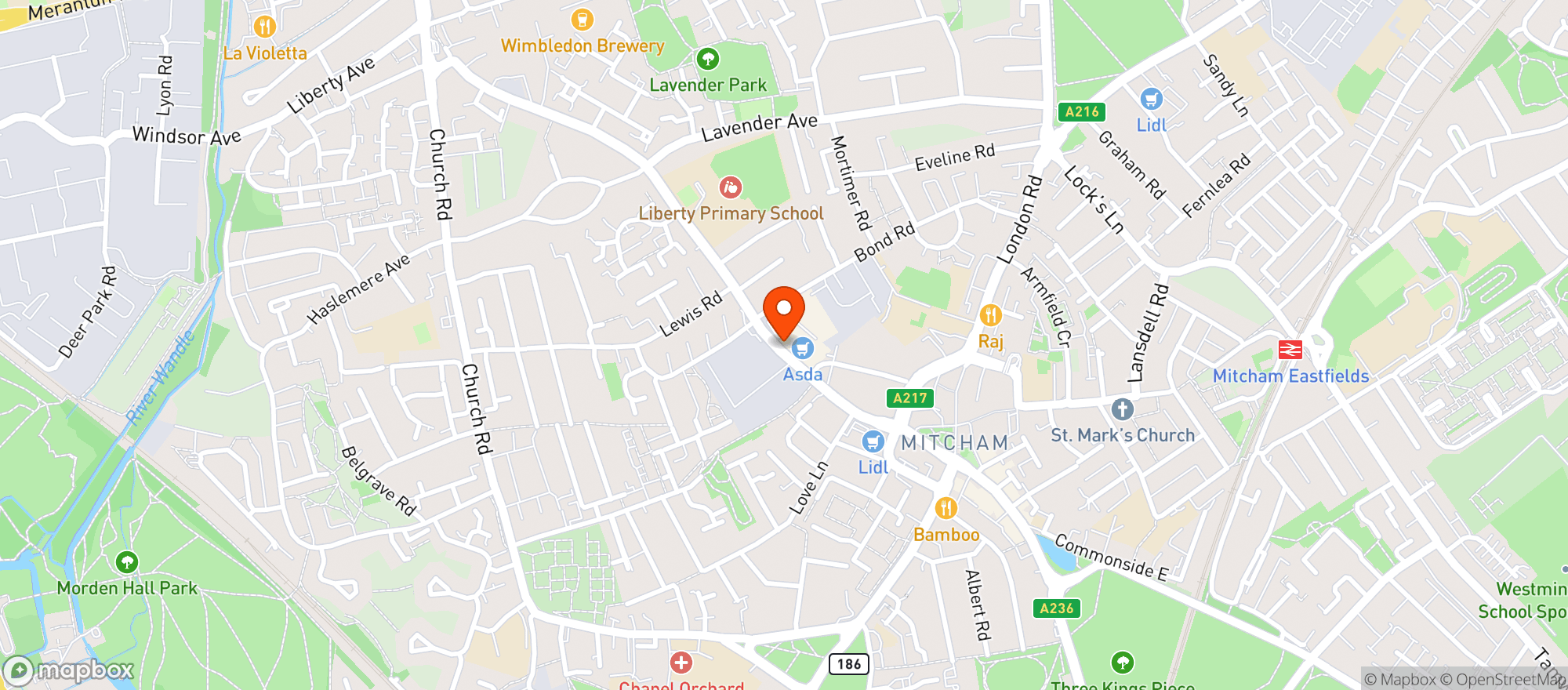 Map showing Asda