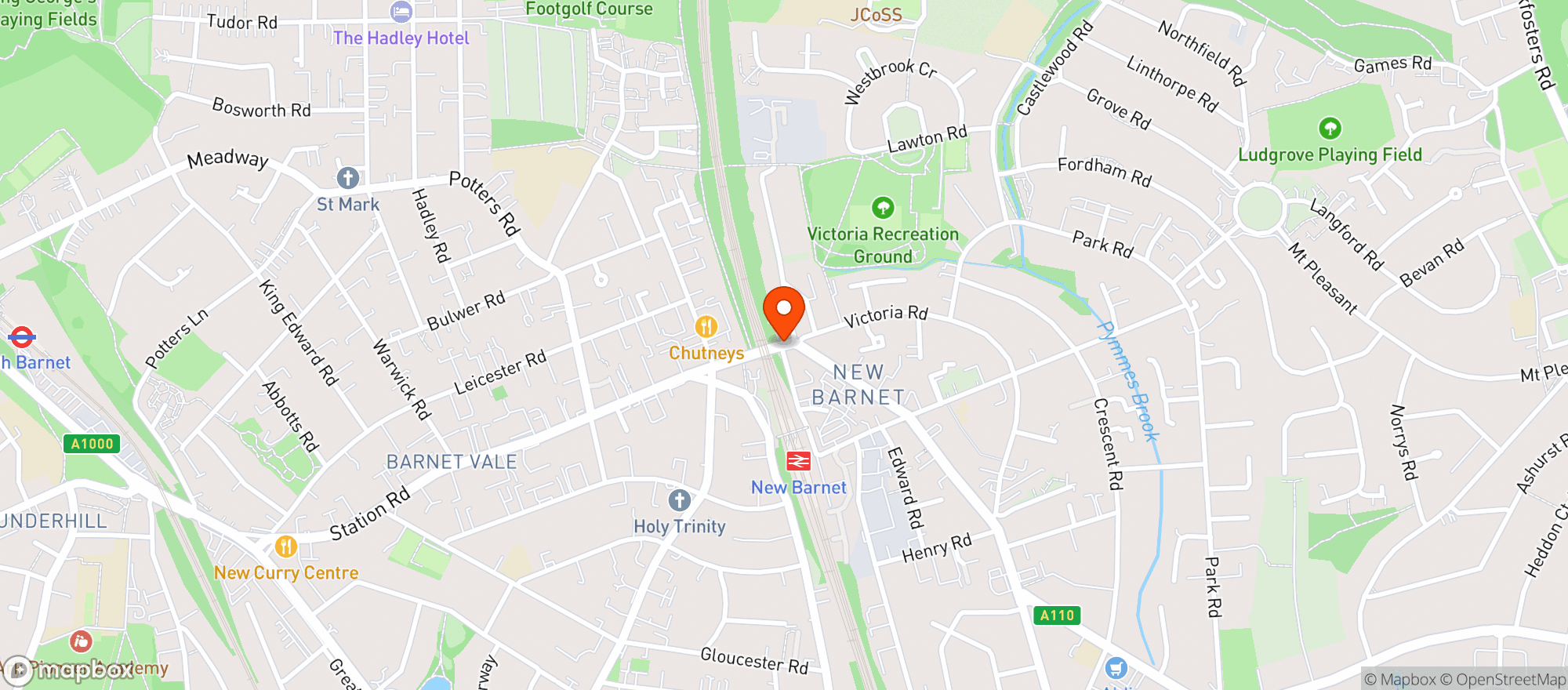 Map showing Sainsburys New Barnet