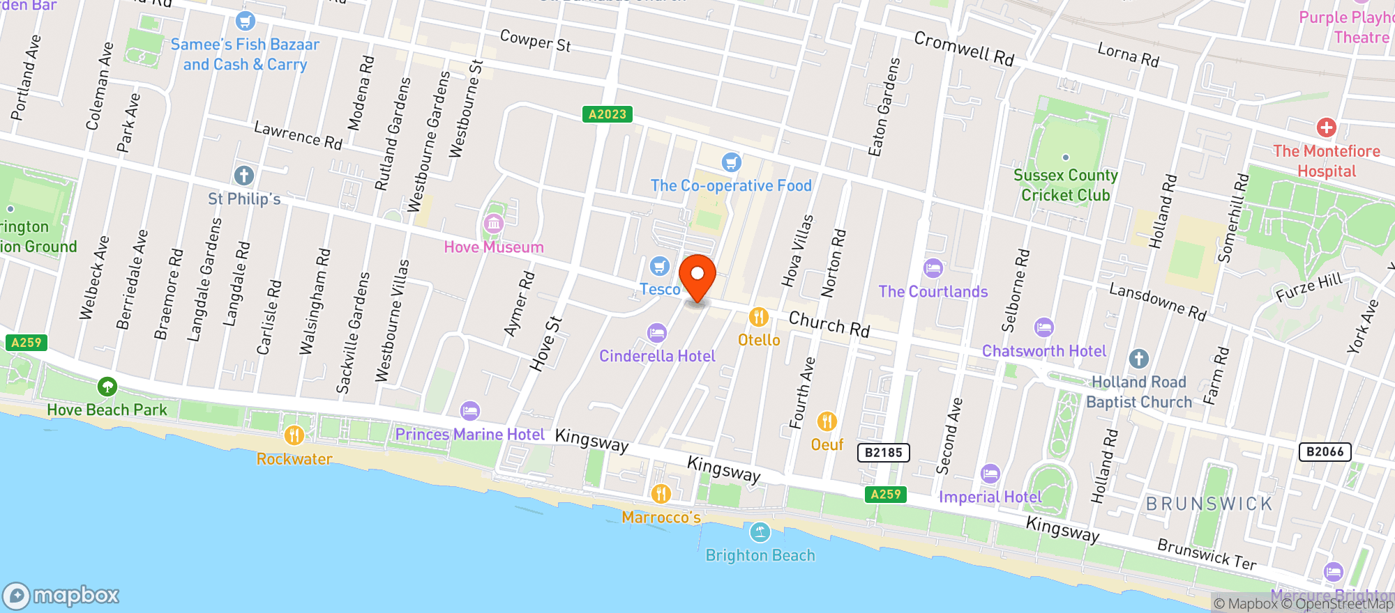 Map showing Waitrose Hove