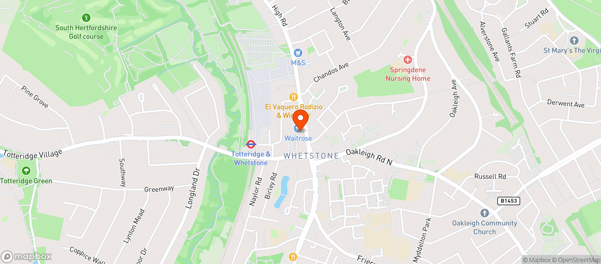 Map showing Waitrose Whetstone