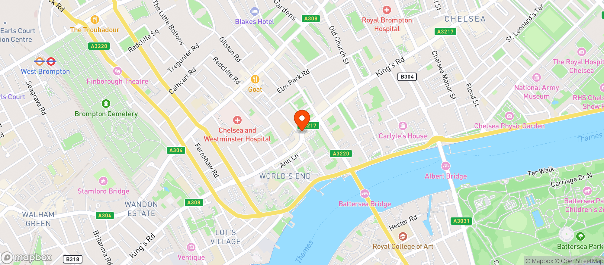 Map showing Mestizo Restaurant & Margarita Bar