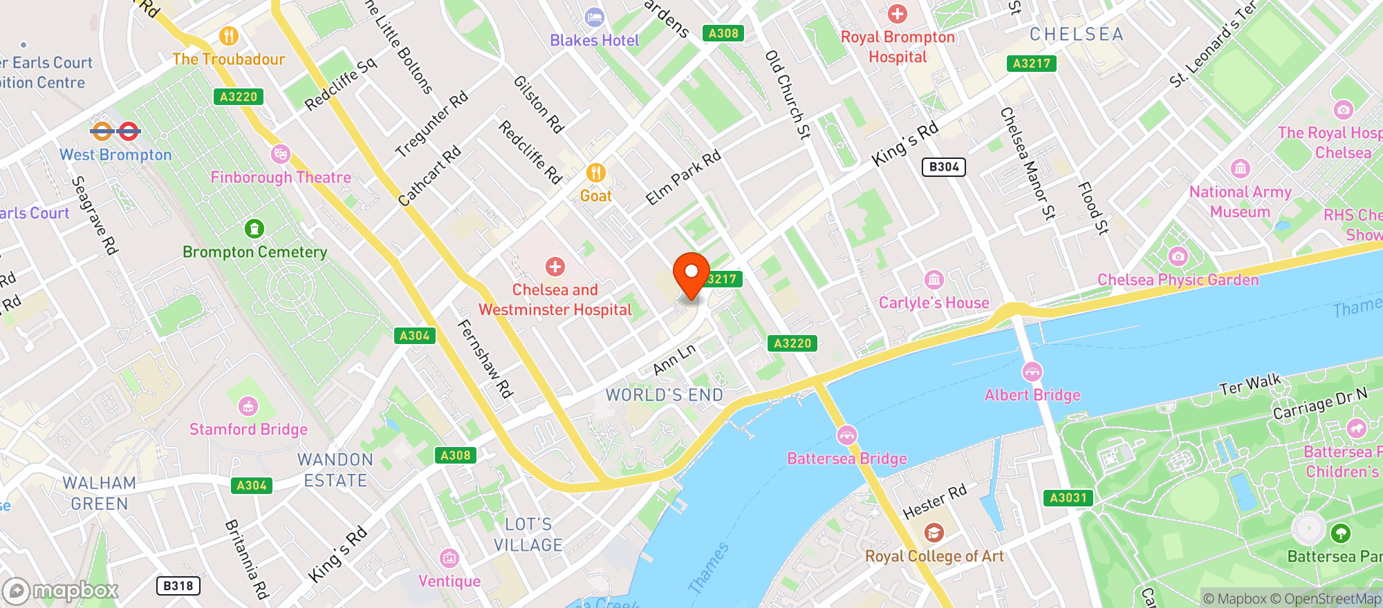 Map showing Chelsea Health Store