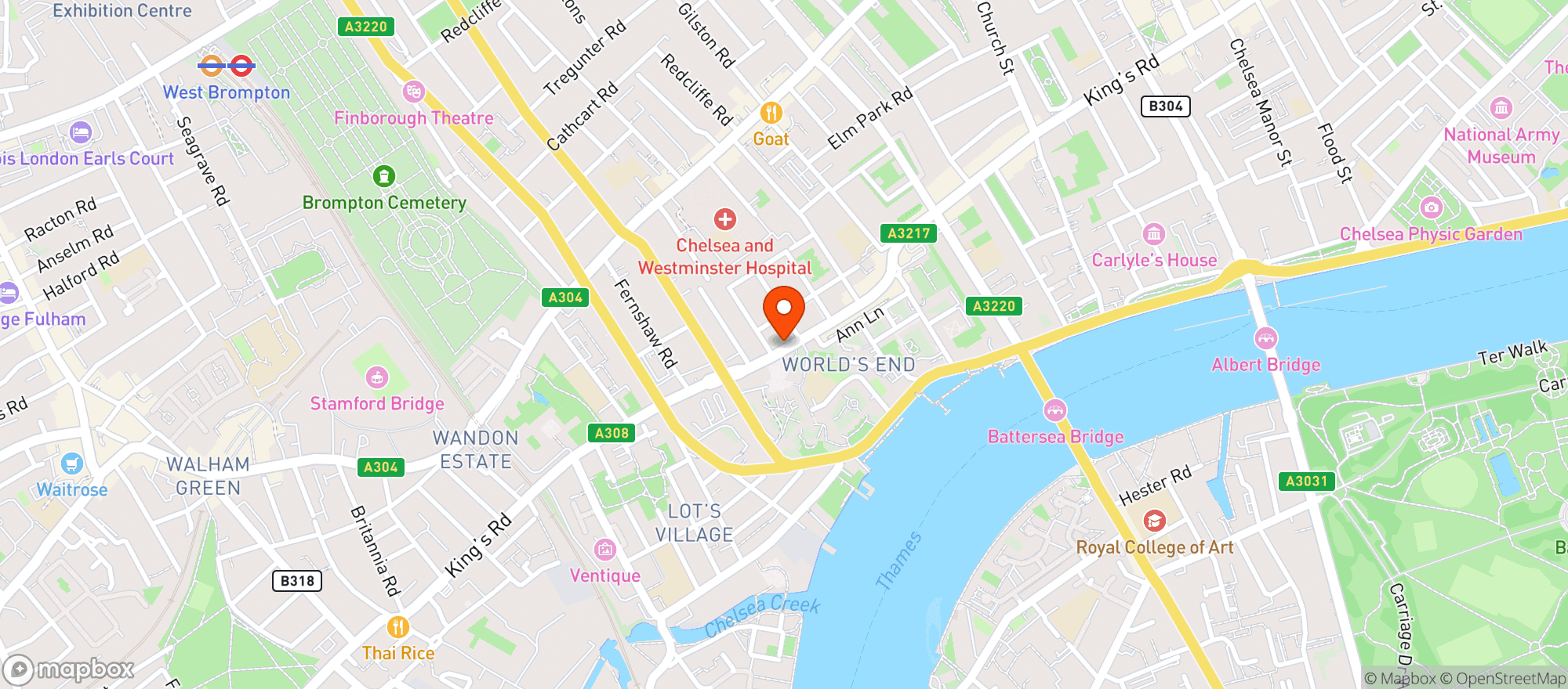 Map showing Whole Foods Market - Kings Road