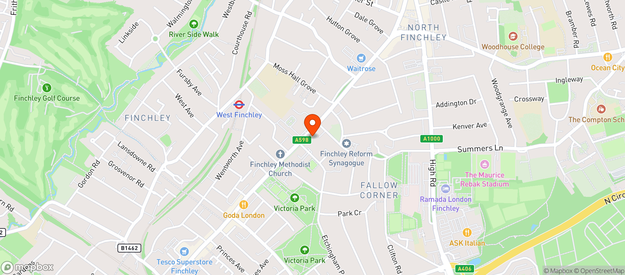 Map showing Majestic Finchley
