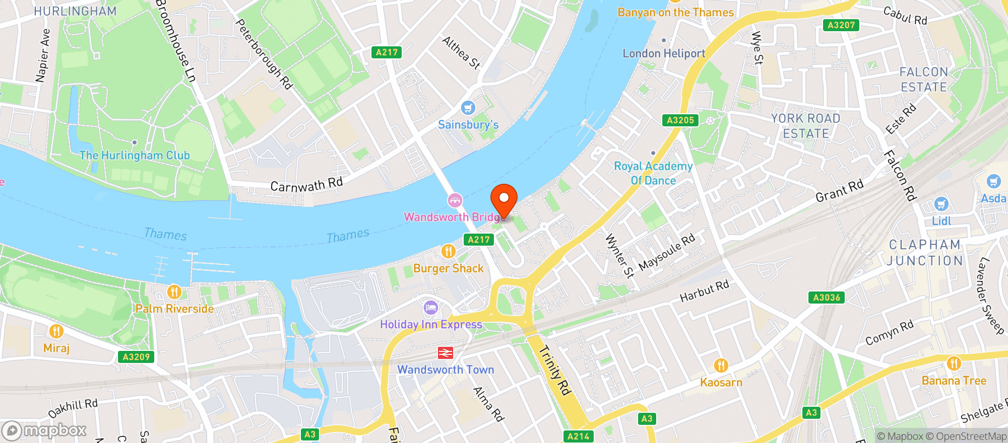 Map showing The Waterfront