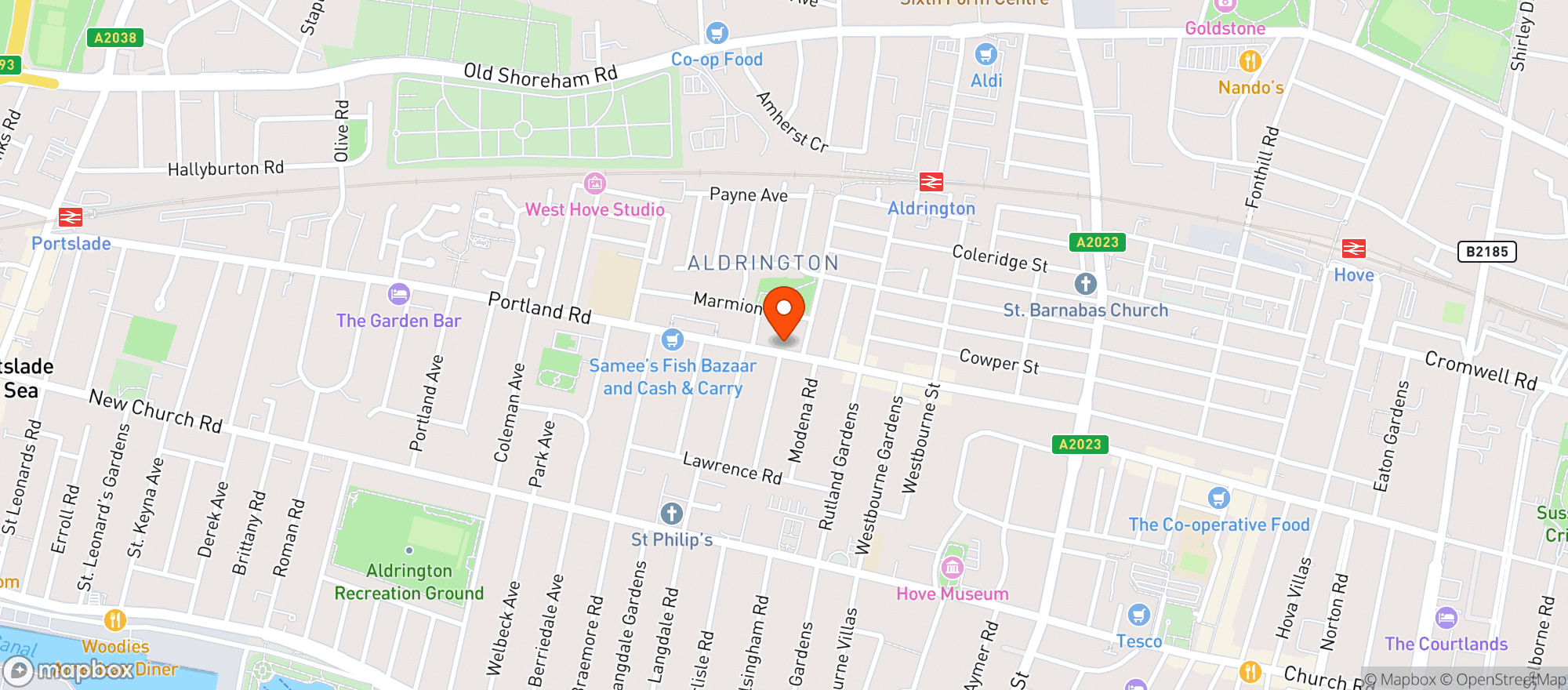 Map showing Quaff Wines (Hove)