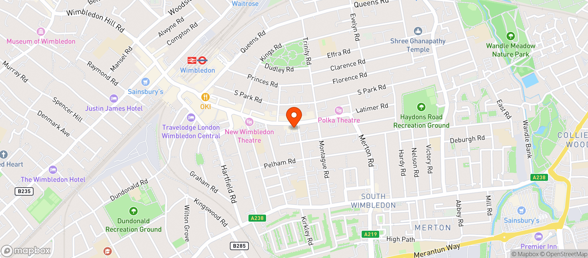 Map showing Majestic Wimbledon