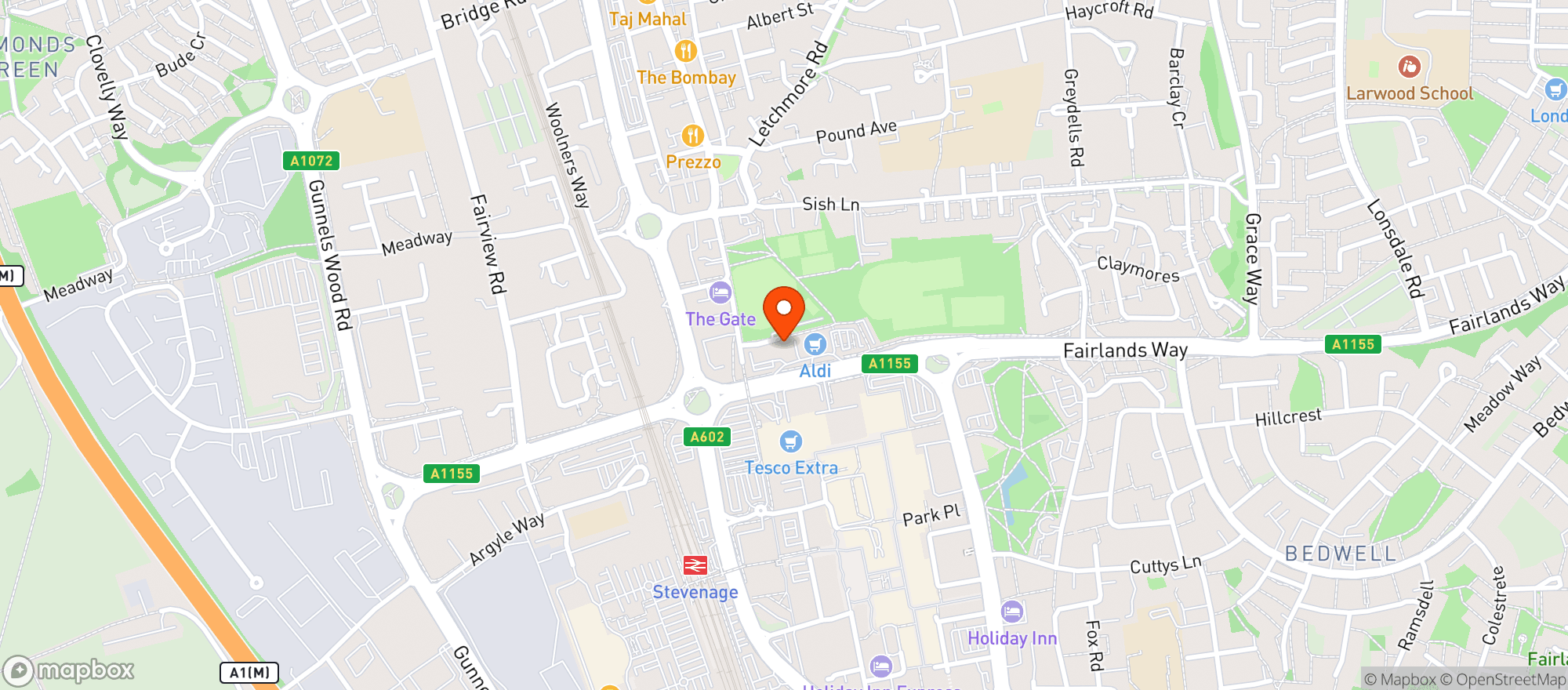 Map showing Majestic Stevenage