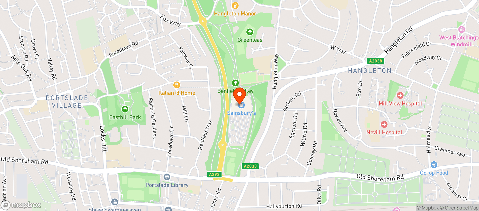 Map showing Sainsburys West Hove