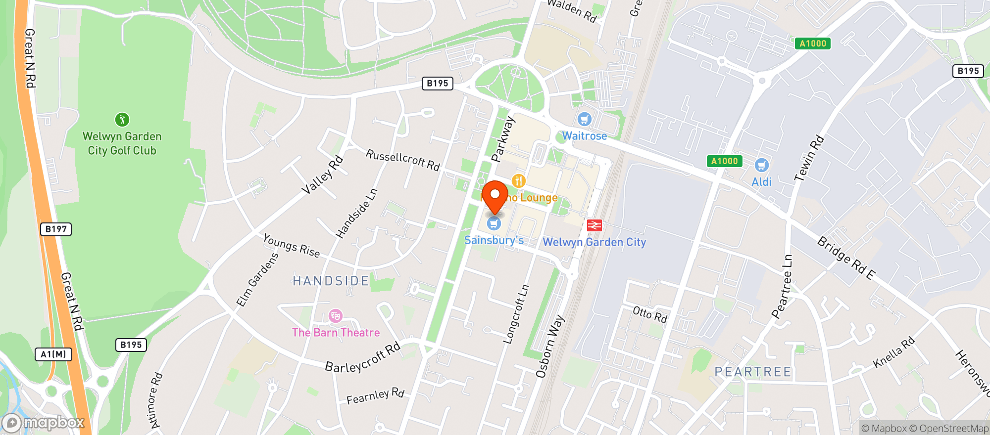 Map showing Sainsburys Welwyn Garden City