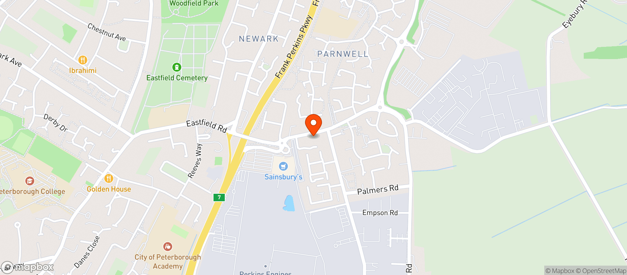 Map showing Sainsburys Peterborough