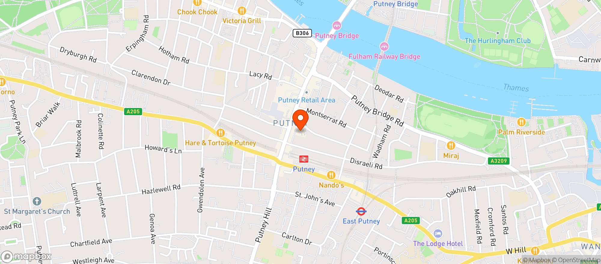 Map showing Sainsburys Putney