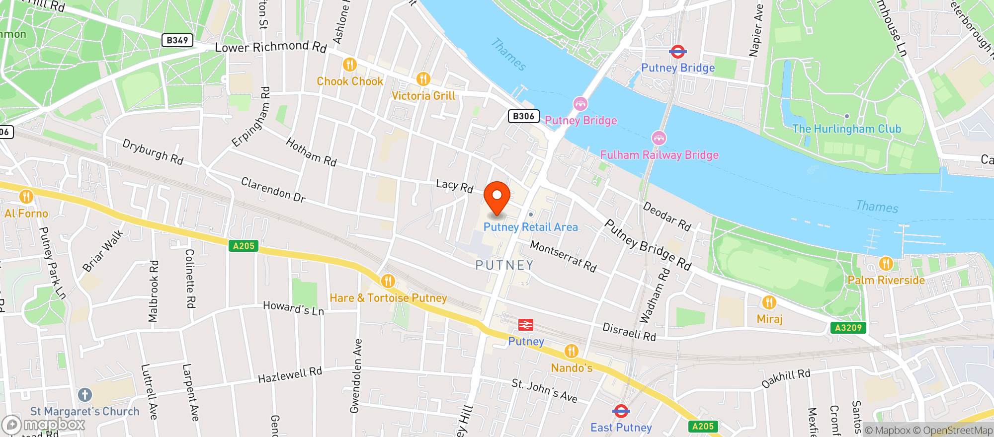 Map showing Waitrose Putney
