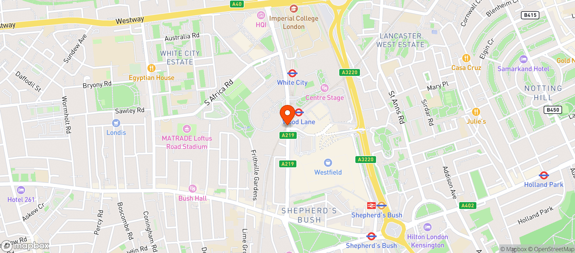 Map showing The Broadcaster