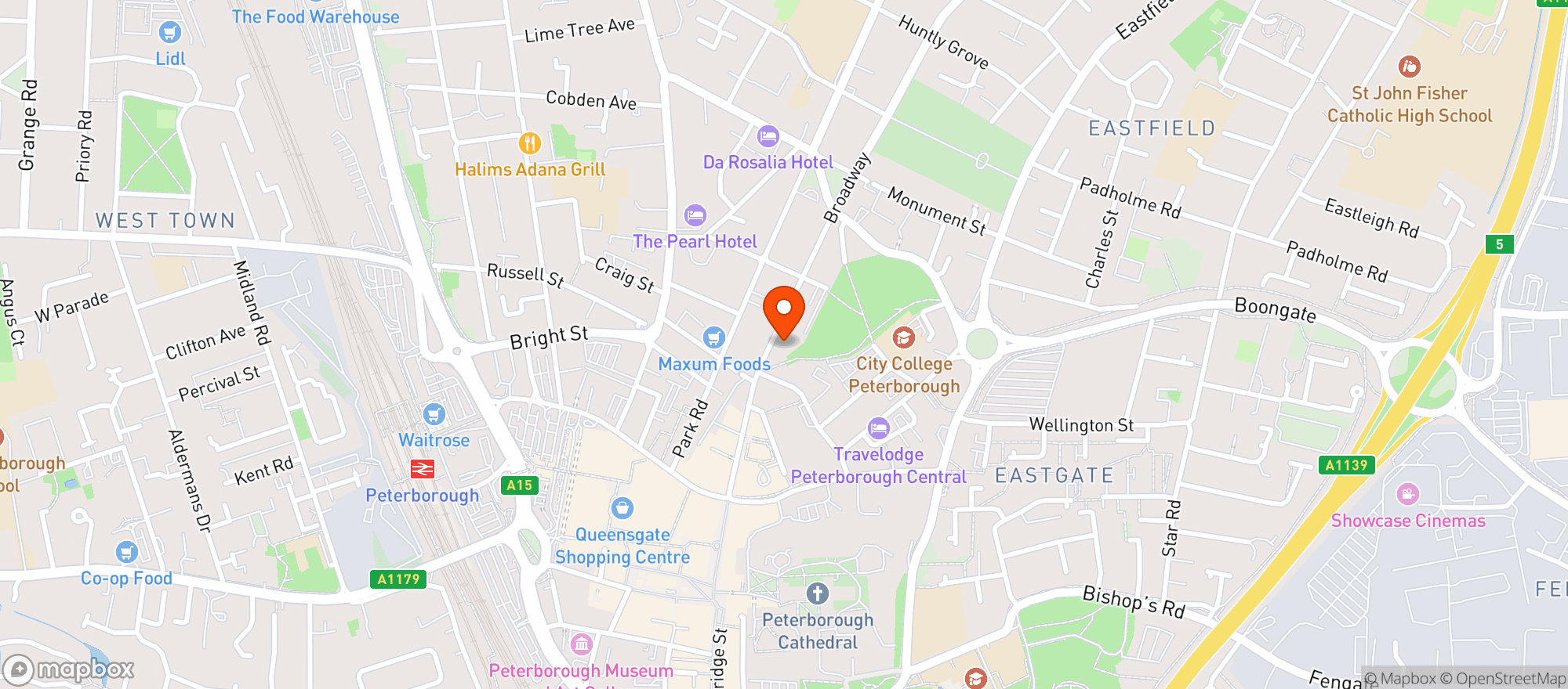 Map showing O'neill's Peterborough