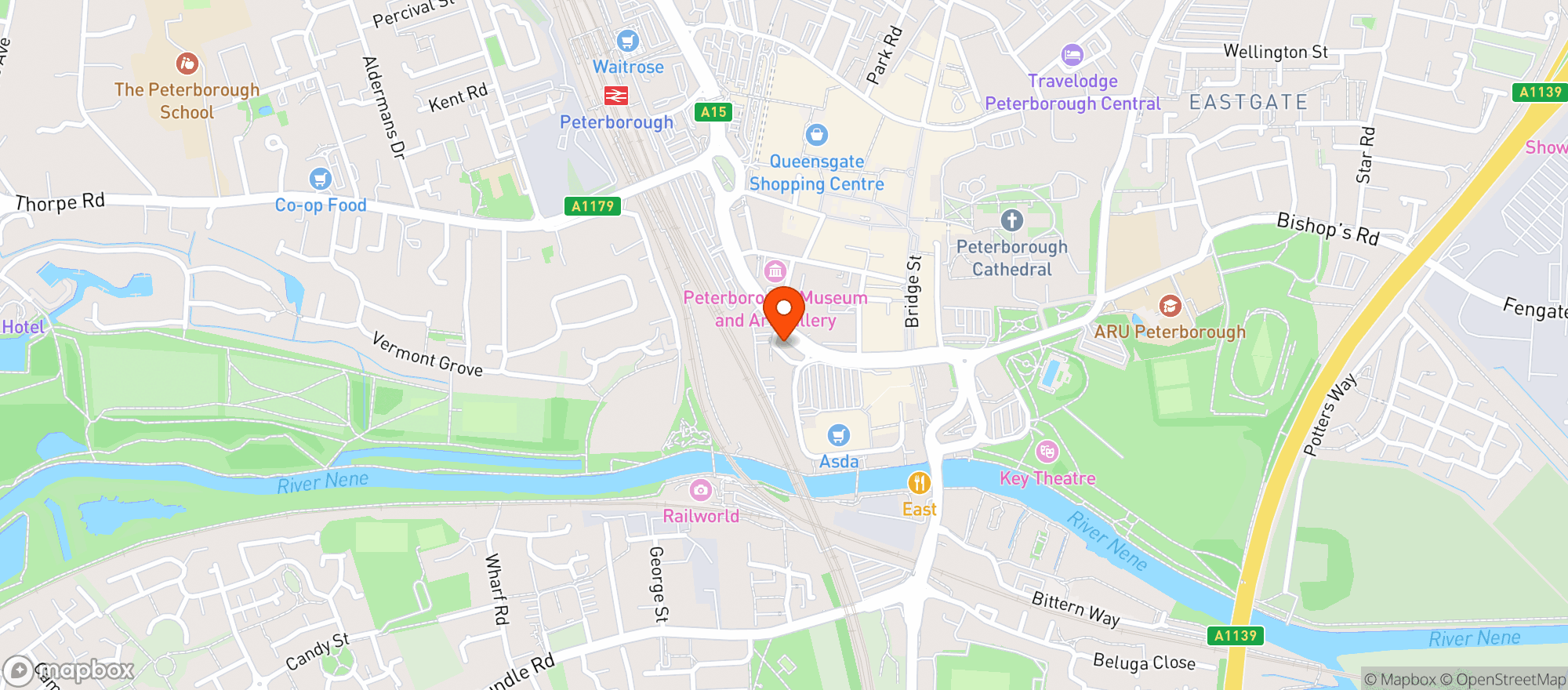 Map showing Majestic Peterborough