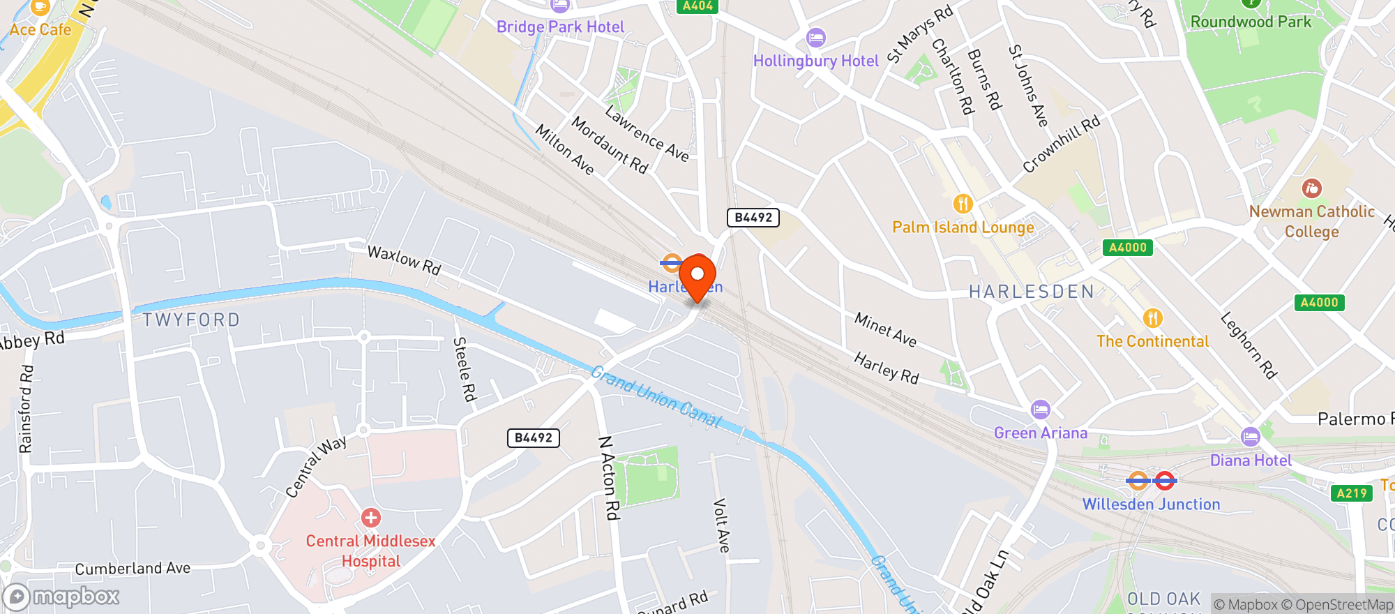 Map showing Grand Junction Arms