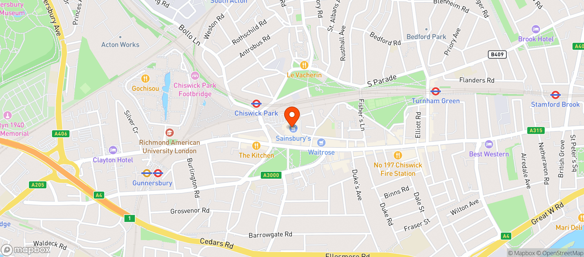 Map showing Sainsburys Chiswick
