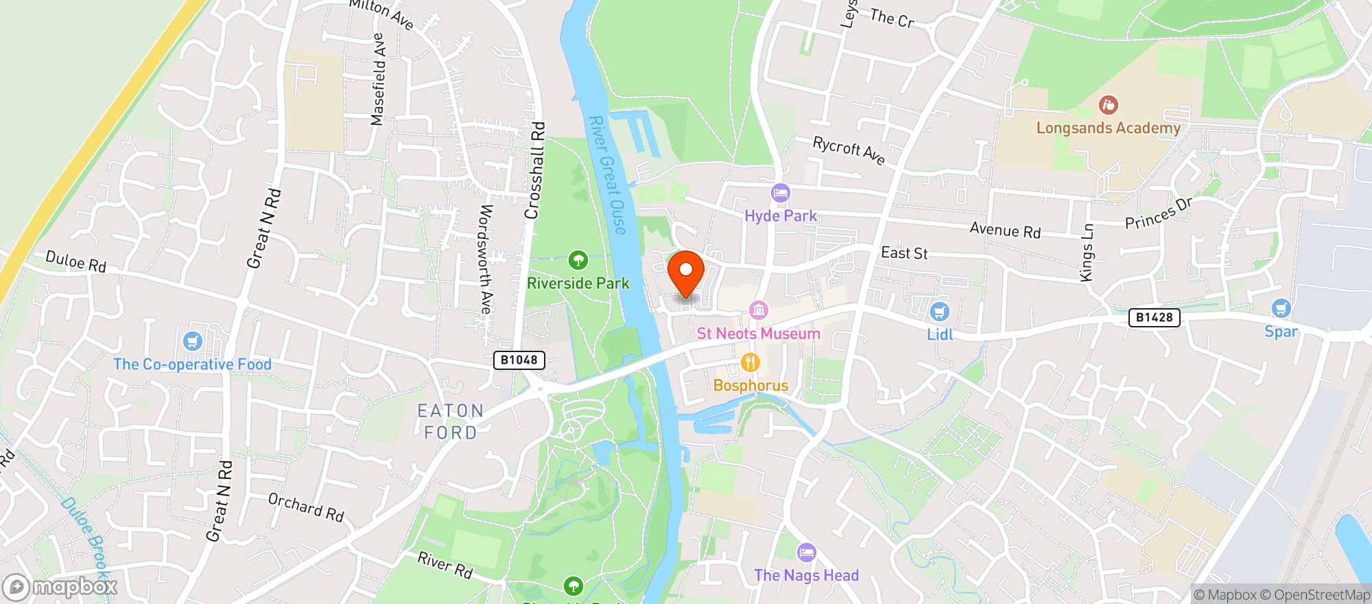 Map showing Waitrose St Neots