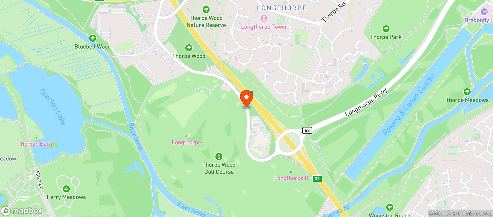 Map showing Holiday Inn Peterborough - West, An Ihg Hotel