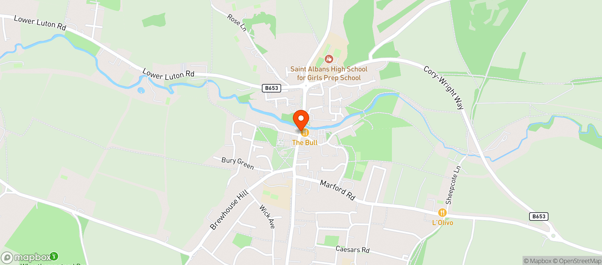 Map showing Miller & Carter - Wheathampstead