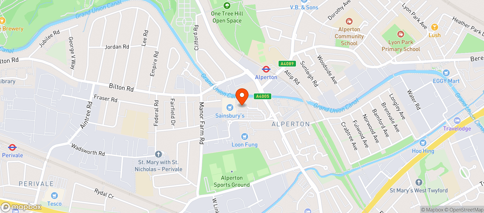 Map showing Sainsburys Alperton
