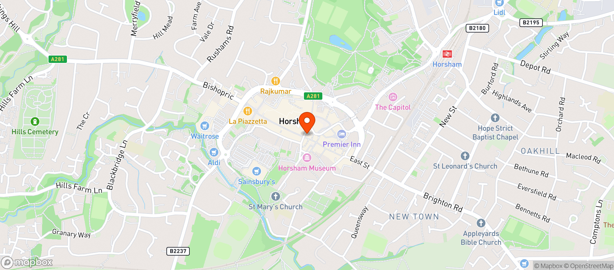 Map showing Crown (horsham)