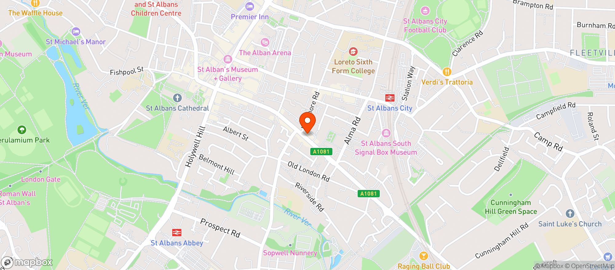 Map showing Beer Shop St Albans
