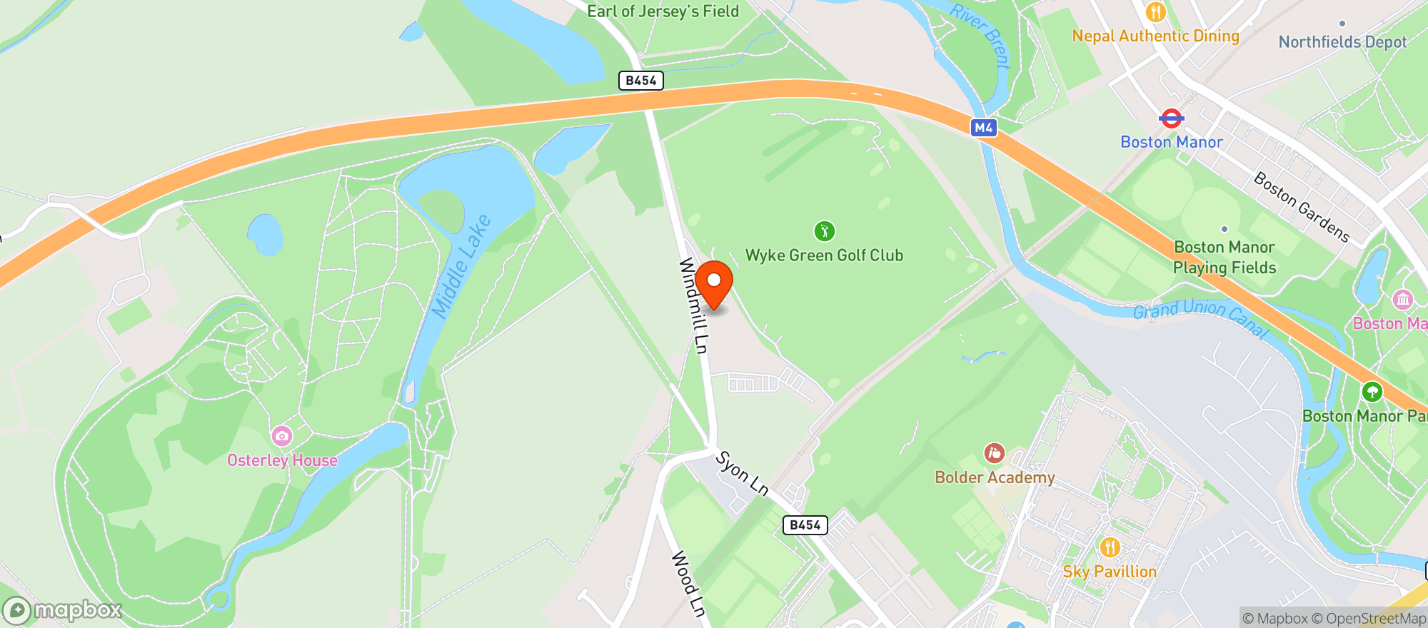 Map showing The Hare & Hounds, Osterley