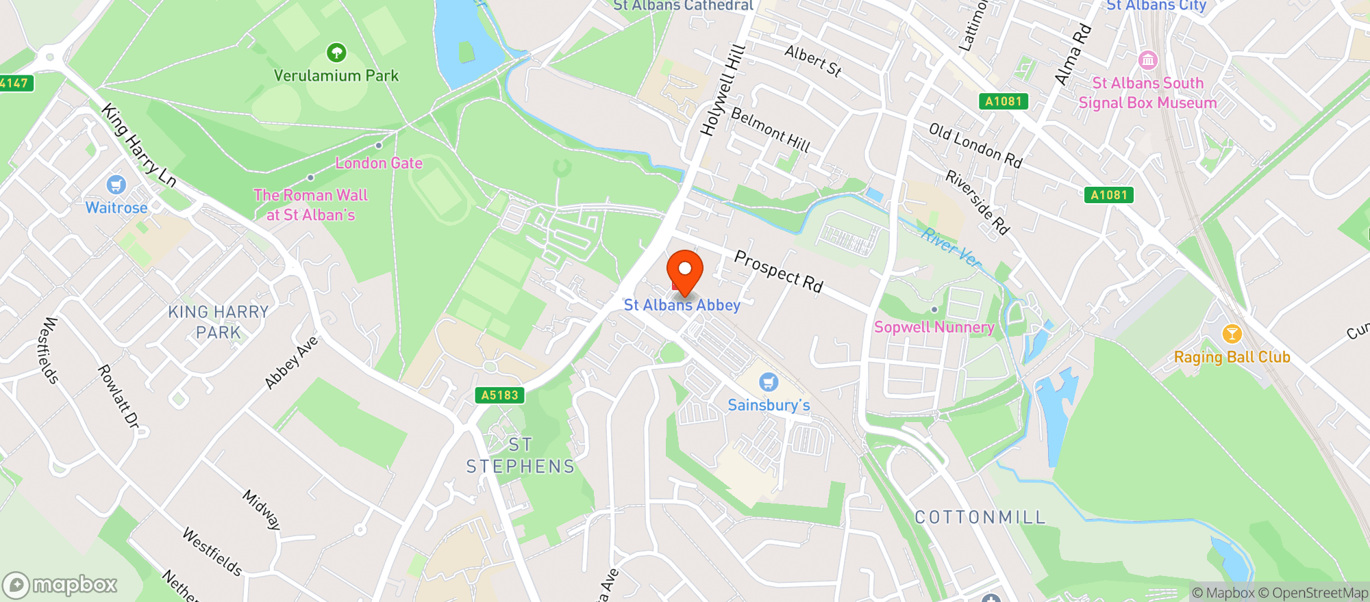 Map showing Sainsburys St Albans